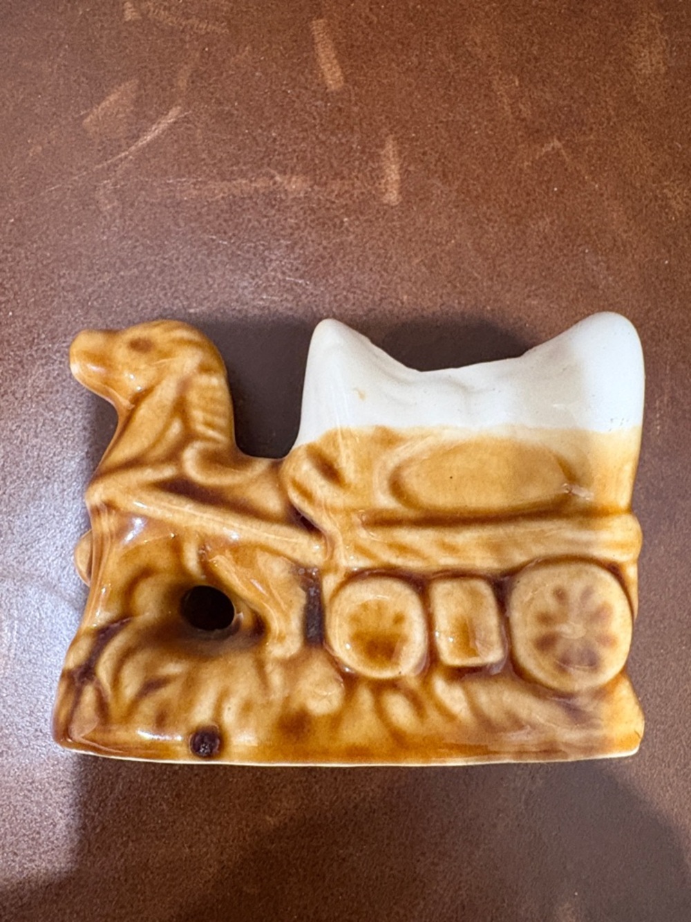 Vintage Ceramic Camel Figurine in Brown and Cream